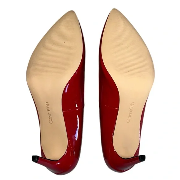 Calvin Klein • Bright Red Callia Pumps With 3 Inch Heels • Size 9.5 - Picture 4 of 8